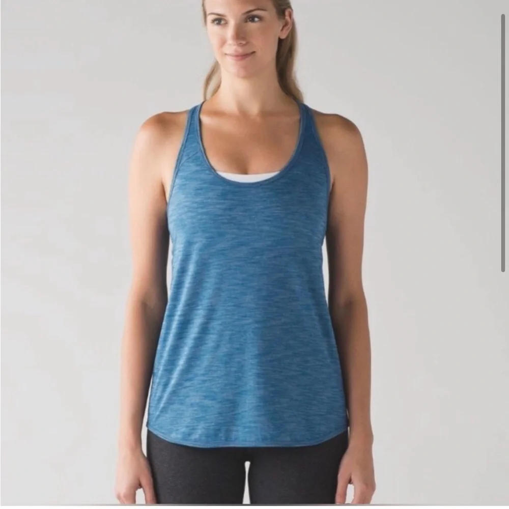 Lululemon Essential Tank Heathered Jet Set Blue Size 6
